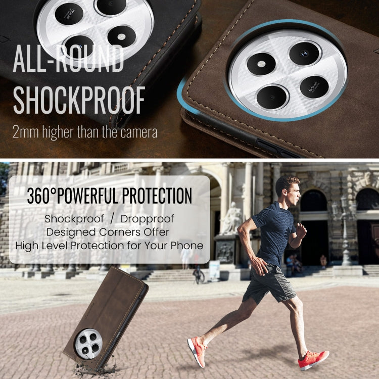 For Redmi 14C CaseMe 013 Multifunctional Horizontal Flip Leather Phone Case(Coffee) by CaseMe