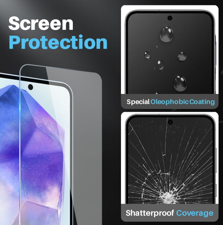 For Samsung Galaxy A55 5G NORTHJO 3 in 1 Clear Phone Case with Screen Protector Lens Film - Galaxy Phone Cases by NORTHJO | Online Shopping UK | buy2fix