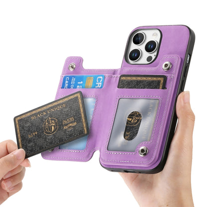 For iPhone 12 Pro Max Retro MagSafe Zipper Wallet Card Bag Back Phone Case(Purple) - iPhone 12 Pro Max Cases by buy2fix | Online Shopping UK | buy2fix