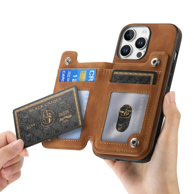 For iPhone 12 Pro Max Retro MagSafe Zipper Wallet Card Bag Back Phone Case(Brown) - iPhone 12 Pro Max Cases by buy2fix | Online Shopping UK | buy2fix
