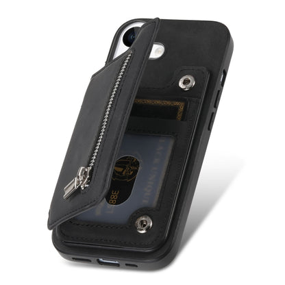 For iPhone 12 Pro Max Retro MagSafe Zipper Wallet Card Bag Back Phone Case(Black) - iPhone 12 Pro Max Cases by buy2fix | Online Shopping UK | buy2fix