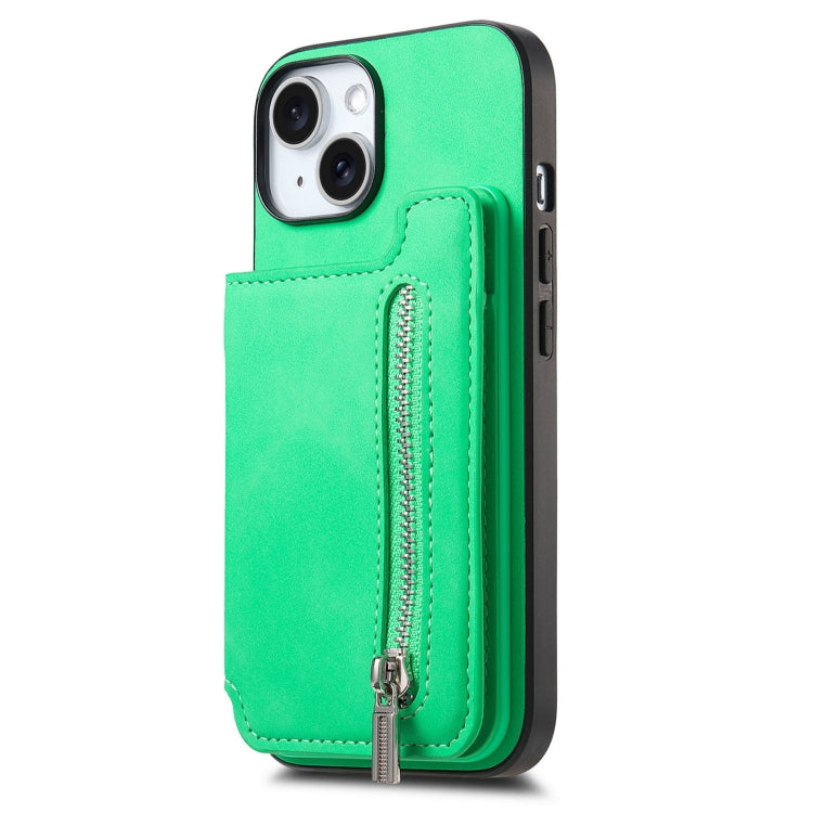 For iPhone 7 Plus / 8 Plus Retro MagSafe Zipper Wallet Card Bag Back Phone Case(Green) - More iPhone Cases by buy2fix | Online Shopping UK | buy2fix