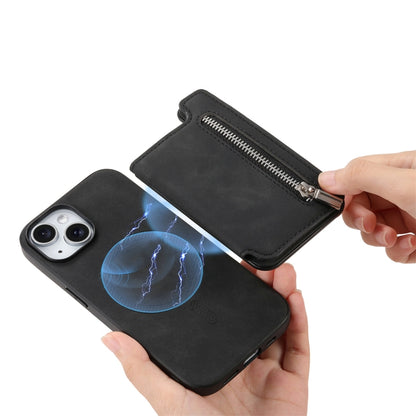 For iPhone 7 Plus / 8 Plus Retro MagSafe Zipper Wallet Card Bag Back Phone Case(Black) - More iPhone Cases by buy2fix | Online Shopping UK | buy2fix