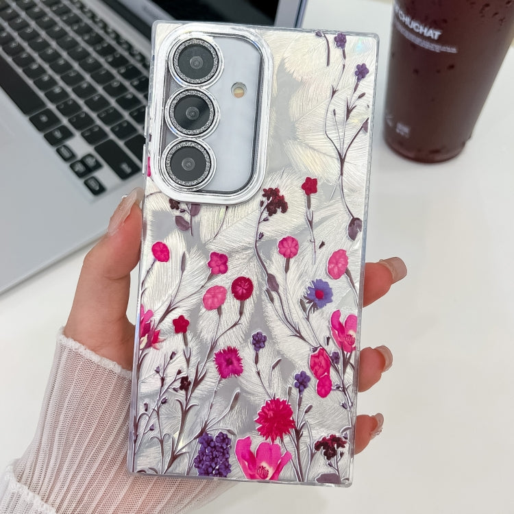 For Samsung Galaxy S25+ 5G Electroplating Flowers Plants Texture TPU Phone Case(Carnation FL7) by buy2fix