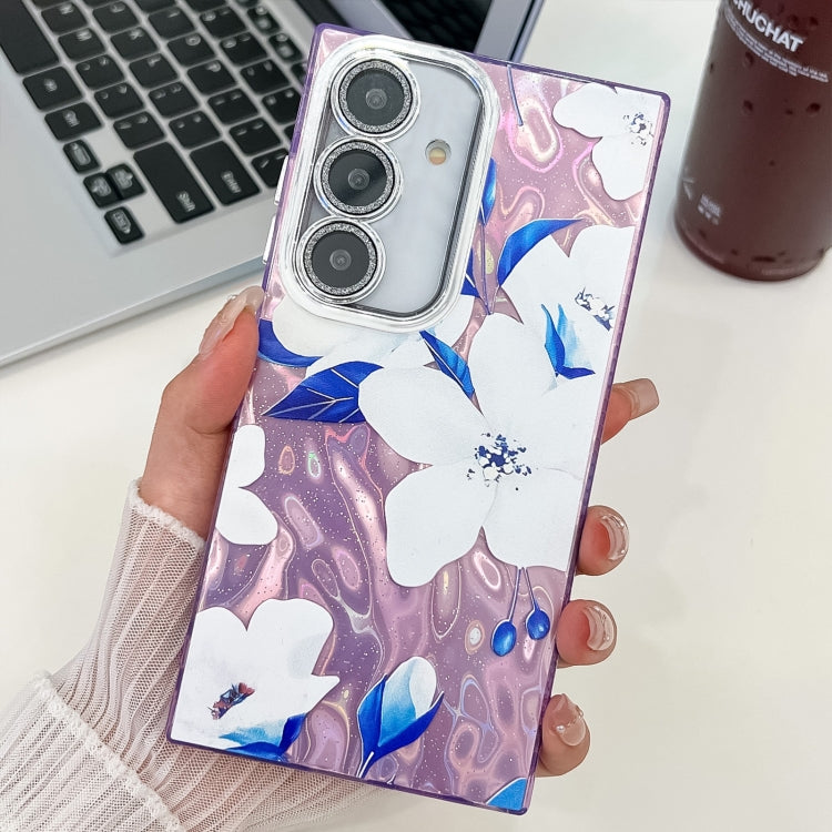 For Samsung Galaxy S25+ 5G Electroplating Flowers Plants Texture TPU Phone Case(Bougainvillea FL8) - Galaxy S25+ 5G Cases by buy2fix | Online Shopping UK | buy2fix