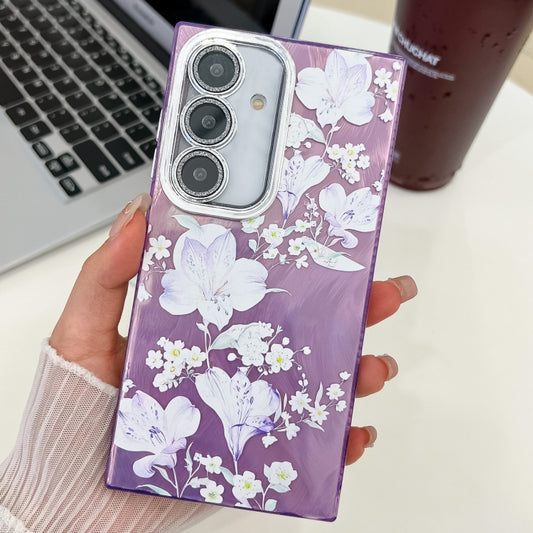 For Samsung Galaxy S25+ 5G Electroplating Flowers Plants Texture TPU Phone Case(Pale Purple Flower FL11) by buy2fix
