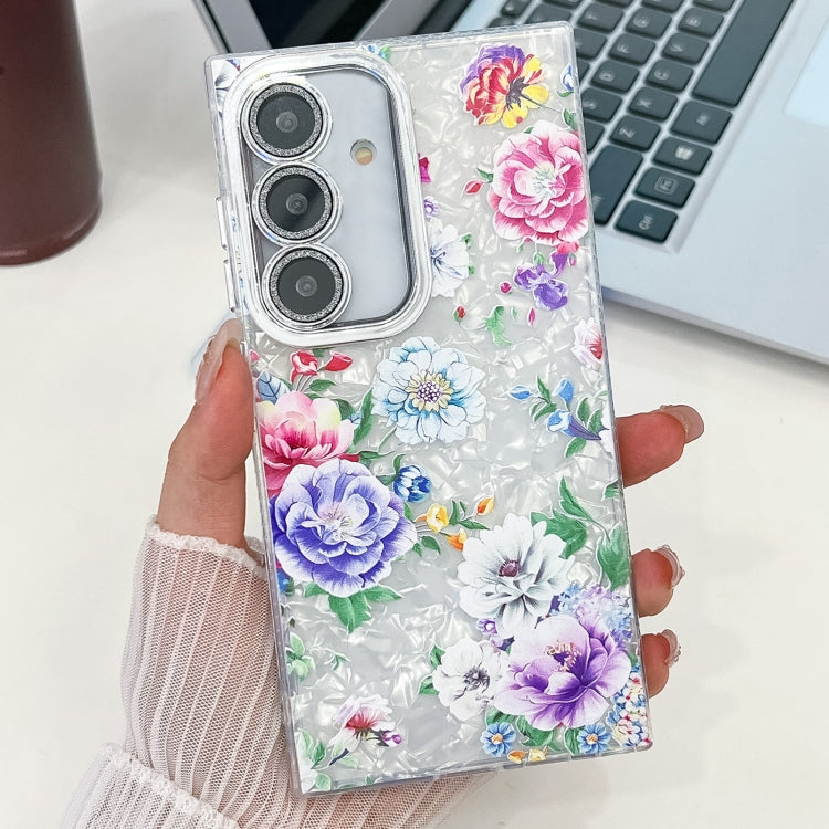 For Samsung Galaxy S25+ 5G Electroplating Flowers Plants Texture TPU Phone Case(Peony FL14) - Galaxy S25+ 5G Cases by buy2fix | Online Shopping UK | buy2fix