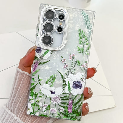 For Samsung Galaxy S25 Ultra 5G Electroplating Flowers Plants Texture TPU Phone Case(Green Plants FL5) - Galaxy S25 Ultra 5G Cases by buy2fix | Online Shopping UK | buy2fix