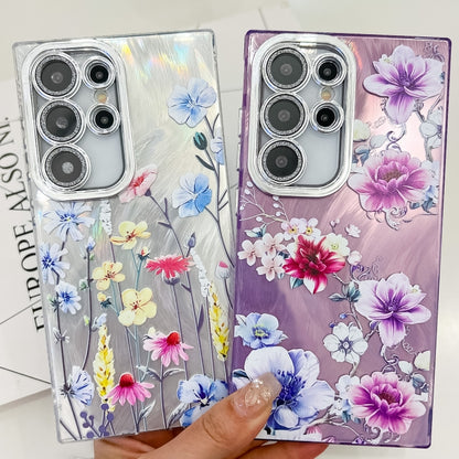 For Samsung Galaxy S25+ 5G Electroplating Flowers Plants Texture TPU Phone Case(Lilac Flowers FL16) by buy2fix