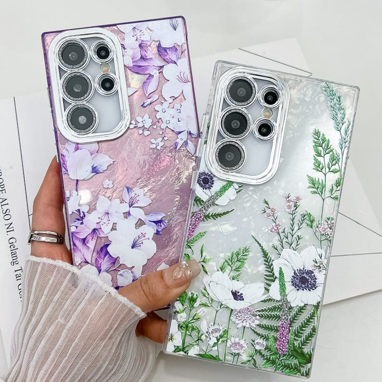 For Samsung Galaxy S25+ 5G Electroplating Flowers Plants Texture TPU Phone Case(Lilac Flowers FL16) by buy2fix