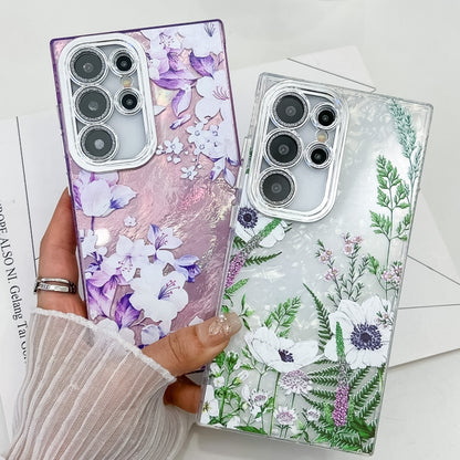 For Samsung Galaxy S25+ 5G Electroplating Flowers Plants Texture TPU Phone Case(Lilac Flowers FL16) by buy2fix