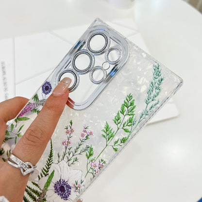 For Samsung Galaxy S25+ 5G Electroplating Flowers Plants Texture TPU Phone Case(Butterfly Love Flower FL17) by buy2fix