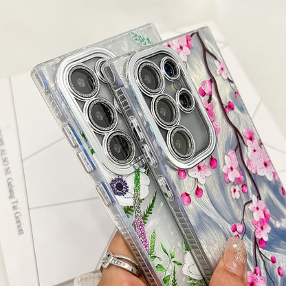 For Samsung Galaxy S25+ 5G Electroplating Flowers Plants Texture TPU Phone Case(Purple Flowers FL1) by buy2fix