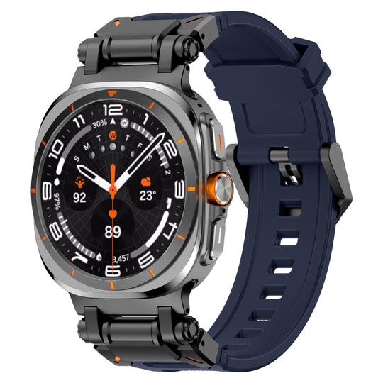 For Galaxy Watch Ultra2 2026 / 2025 / 1 2024 Black Connector Quick Release Silicone Watch Band(Blue)
