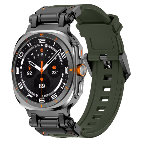 For Galaxy Watch Ultra2 2026 / 2025 / 1 2024 Black Connector Quick Release Silicone Watch Band(Green)