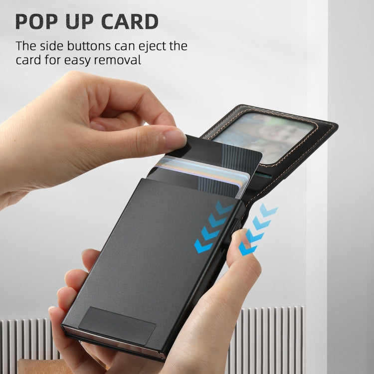 For iPhone 14 Plus Suteni H19 Oil Wax 2-in-1 MagSafe Removable Card Box Back Phone Case(Black) - iPhone 14 Plus Cases by Suteni | Online Shopping UK | buy2fix