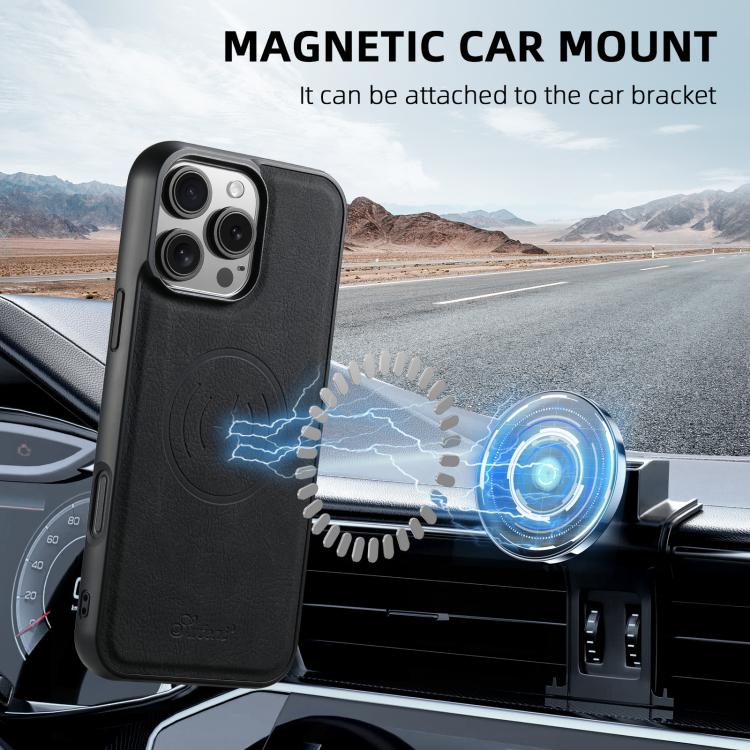 For iPhone 16e Suteni H19 Litchi Grain 2-in-1 MagSafe Removable Card Box Back Phone Case(Black) - iPhone 16e Cases by Suteni | Online Shopping UK | buy2fix