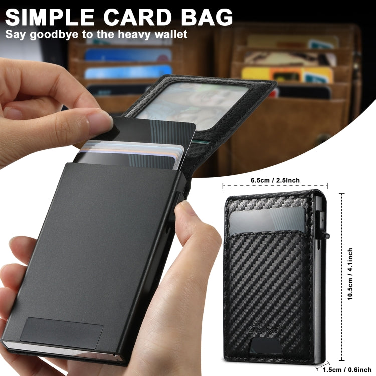 For iPhone 15 Pro Suteni H19 Carbon Fiber Grain 2-in-1 MagSafe Removable Card Box Back Phone Case(Black) - iPhone 15 Pro Cases by Suteni | Online Shopping UK | buy2fix
