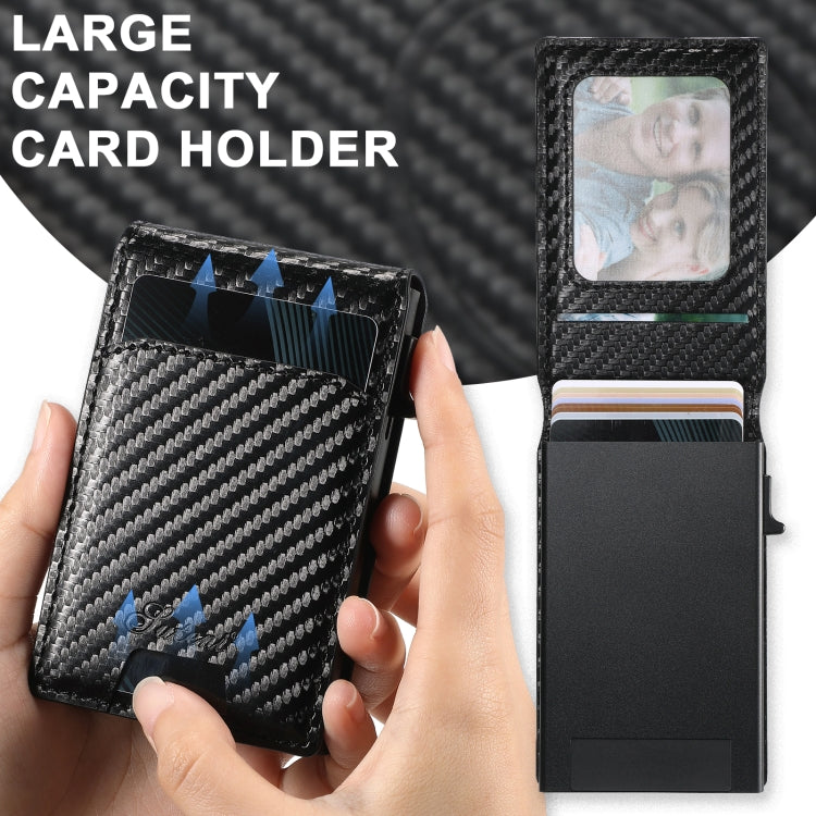 For iPhone 13 Pro Suteni H19 Carbon Fiber Grain 2-in-1 MagSafe Removable Card Box Back Phone Case(Black) - iPhone 13 Pro Cases by Suteni | Online Shopping UK | buy2fix