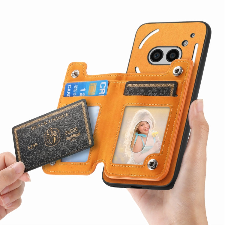 For Nothing CMF Phone 1 Retro MagSafe Zipper Wallet Card Bag Back Phone Case(Yellow) - Nothing Cases by buy2fix | Online Shopping UK | buy2fix