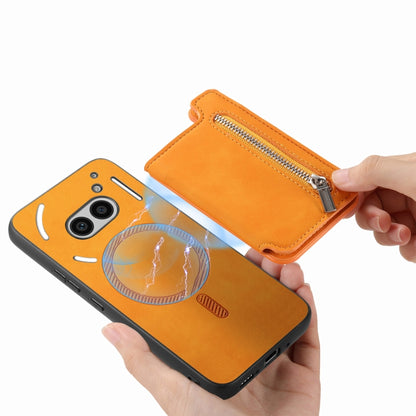 For Nothing CMF Phone 1 Retro MagSafe Zipper Wallet Card Bag Back Phone Case(Yellow) - Nothing Cases by buy2fix | Online Shopping UK | buy2fix
