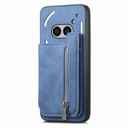 For Nothing CMF Phone 1 Retro MagSafe Zipper Wallet Card Bag Back Phone Case(Blue) - Nothing Cases by buy2fix | Online Shopping UK | buy2fix