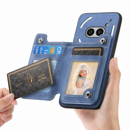 For Nothing CMF Phone 1 Retro MagSafe Zipper Wallet Card Bag Back Phone Case(Blue) - Nothing Cases by buy2fix | Online Shopping UK | buy2fix