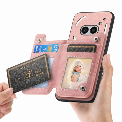For Nothing CMF Phone 1 Retro MagSafe Zipper Wallet Card Bag Back Phone Case(Pink) - Nothing Cases by buy2fix | Online Shopping UK | buy2fix