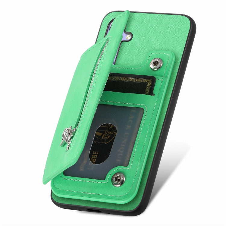For Nothing CMF Phone 1 Retro MagSafe Zipper Wallet Card Bag Back Phone Case(Green) - Nothing Cases by buy2fix | Online Shopping UK | buy2fix