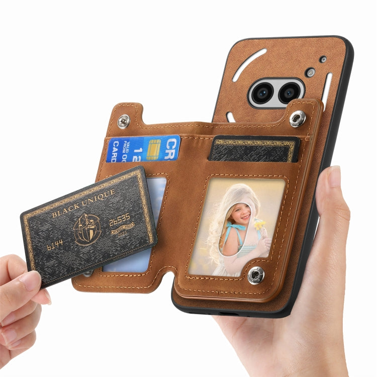 For Nothing CMF Phone 1 Retro MagSafe Zipper Wallet Card Bag Back Phone Case(Brown) - Nothing Cases by buy2fix | Online Shopping UK | buy2fix