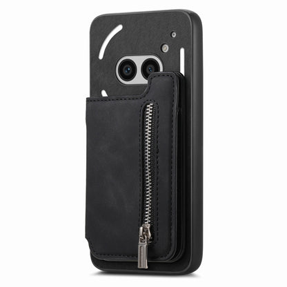 For Nothing CMF Phone 1 Retro MagSafe Zipper Wallet Card Bag Back Phone Case(Black) - Nothing Cases by buy2fix | Online Shopping UK | buy2fix