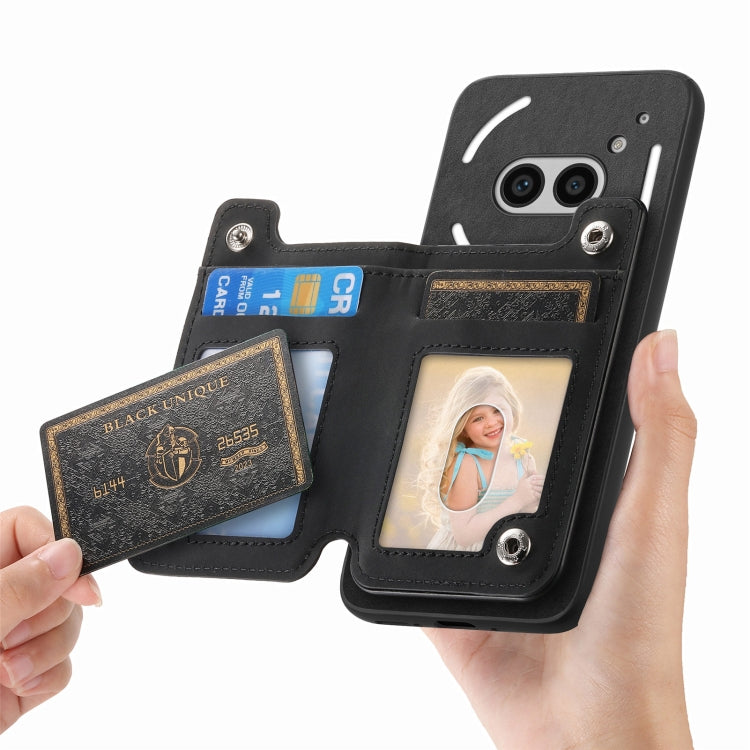 For Nothing CMF Phone 1 Retro MagSafe Zipper Wallet Card Bag Back Phone Case(Black) - Nothing Cases by buy2fix | Online Shopping UK | buy2fix