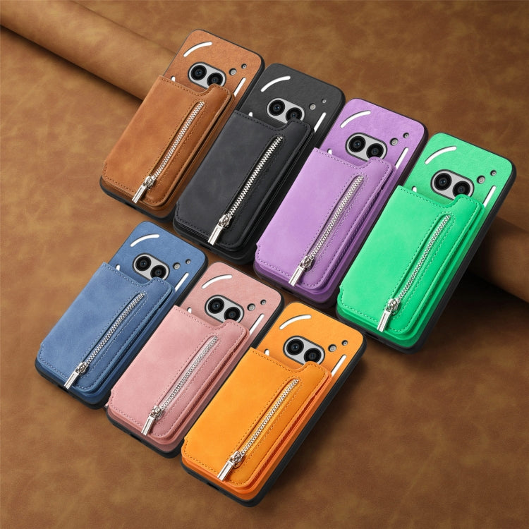 For Nothing CMF Phone 1 Retro MagSafe Zipper Wallet Card Bag Back Phone Case(Blue) - Nothing Cases by buy2fix | Online Shopping UK | buy2fix