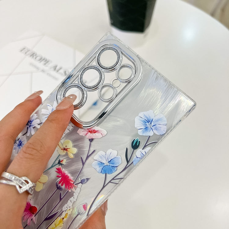 For Samsung Galaxy S25+ 5G Electroplating Flowers Plants Texture Wristband TPU Phone Case(Wildflower FL2) by buy2fix