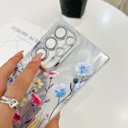 For Samsung Galaxy S25+ 5G Electroplating Flowers Plants Texture Wristband TPU Phone Case(Bougainvillea FL8) by buy2fix