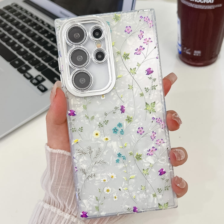 For Samsung Galaxy S25 Ultra 5G Electroplating Flower Texture TPU Phone Case(Wild Chrysanthemum SH5) - Galaxy S25 Ultra 5G Cases by buy2fix | Online Shopping UK | buy2fix