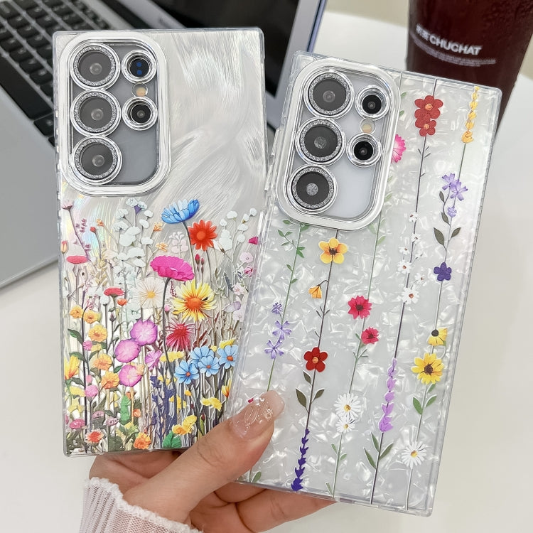 For Samsung Galaxy S25 Ultra 5G Electroplating Flower Texture TPU Phone Case(Little Wildflower SH3) - Galaxy S25 Ultra 5G Cases by buy2fix | Online Shopping UK | buy2fix