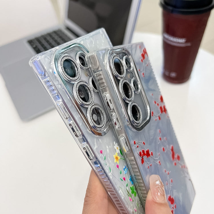 For Samsung Galaxy S25+ 5G Electroplating Flower Texture TPU Phone Case(Purple Wildflowers SH1) by buy2fix