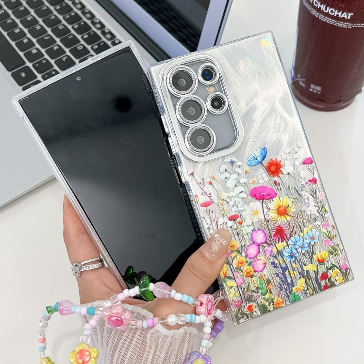 For Samsung Galaxy S25+ 5G Electroplating Flower Texture Wristband TPU Phone Case(Flowers SH4) - Galaxy S25+ 5G Cases by buy2fix | Online Shopping UK | buy2fix