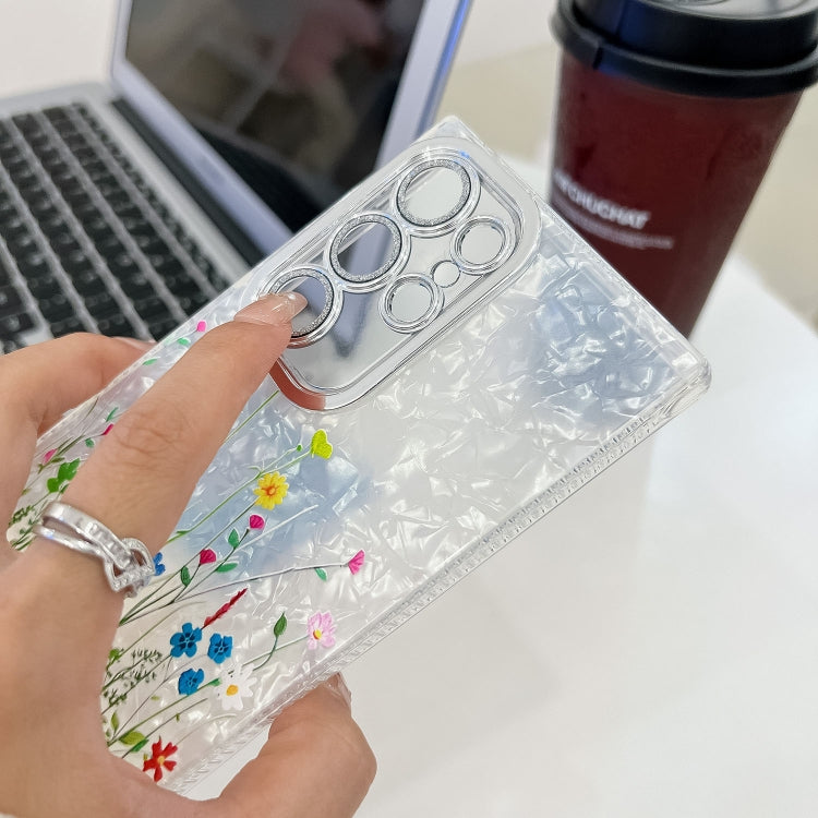 For Samsung Galaxy S25+ 5G Electroplating Flower Texture Wristband TPU Phone Case(Red Plum Blossom SH2) by buy2fix