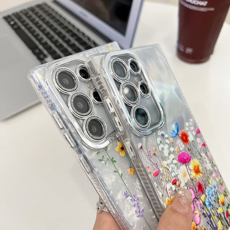 For Samsung Galaxy S25+ 5G Electroplating Flower Texture Wristband TPU Phone Case(Wild Chrysanthemum SH5) by buy2fix