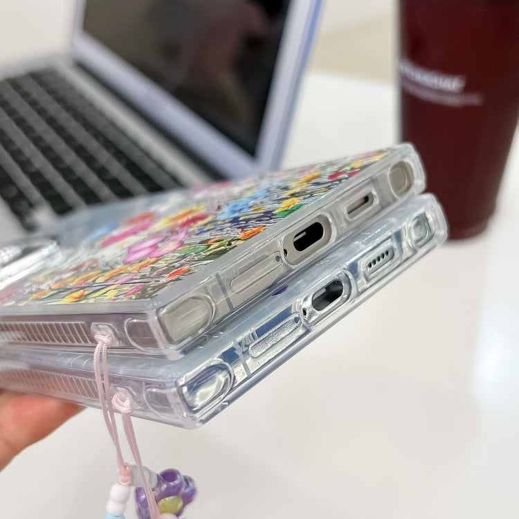 For Samsung Galaxy S25+ 5G Electroplating Flower Texture Wristband TPU Phone Case(Red Plum Blossom SH2) by buy2fix