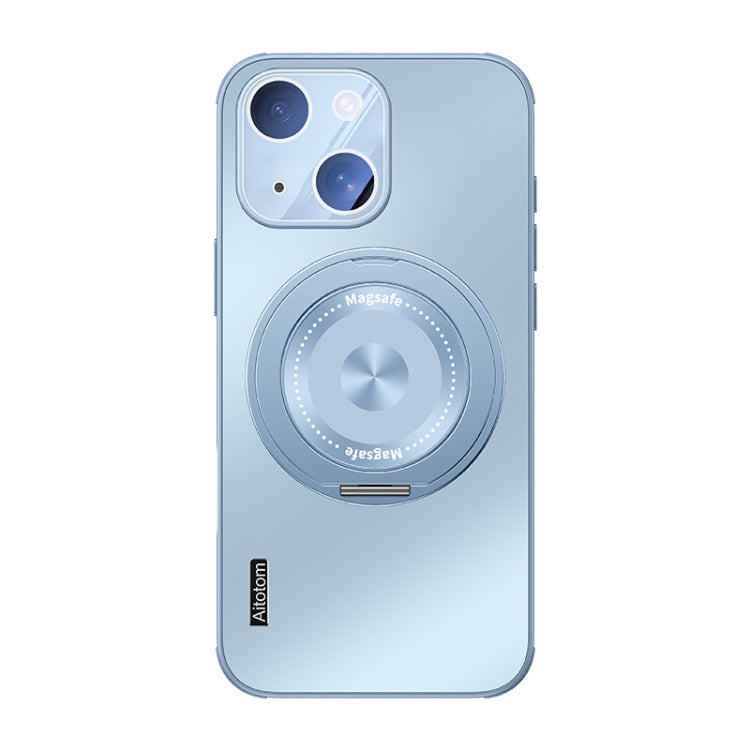 For iPhone 15 Cooling MagSafe Holder Phone Case with Lens Film(Blue) - iPhone 15 Cases by buy2fix | Online Shopping UK | buy2fix