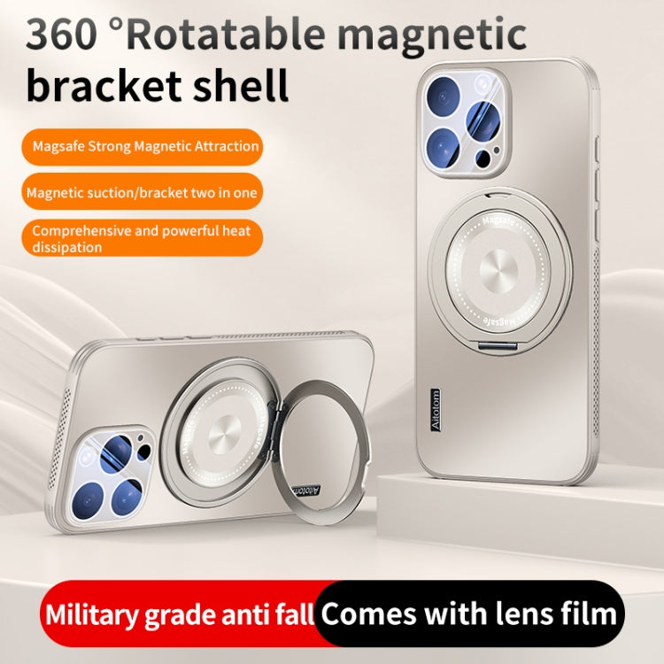 For iPhone 14 Plus Cooling MagSafe Holder Phone Case with Lens Film(Titanium Gray) - iPhone 14 Plus Cases by buy2fix | Online Shopping UK | buy2fix