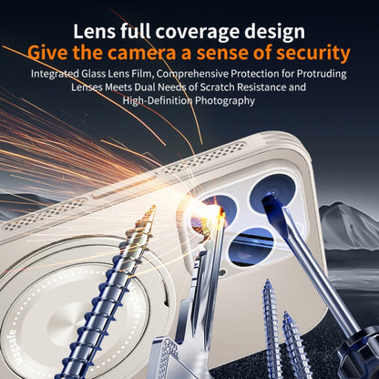 For iPhone 16 Pro Cooling MagSafe Holder Phone Case with Lens Film(Titanium Gray) - iPhone 16 Pro Cases by buy2fix | Online Shopping UK | buy2fix