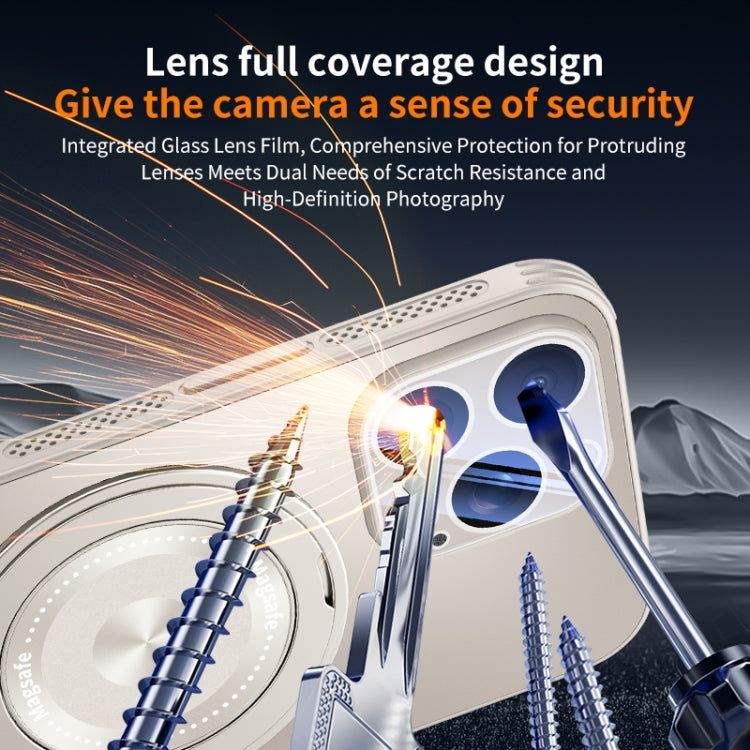 For iPhone 15 Plus Cooling MagSafe Holder Phone Case with Lens Film(Titanium Gray) - iPhone 15 Plus Cases by buy2fix | Online Shopping UK | buy2fix