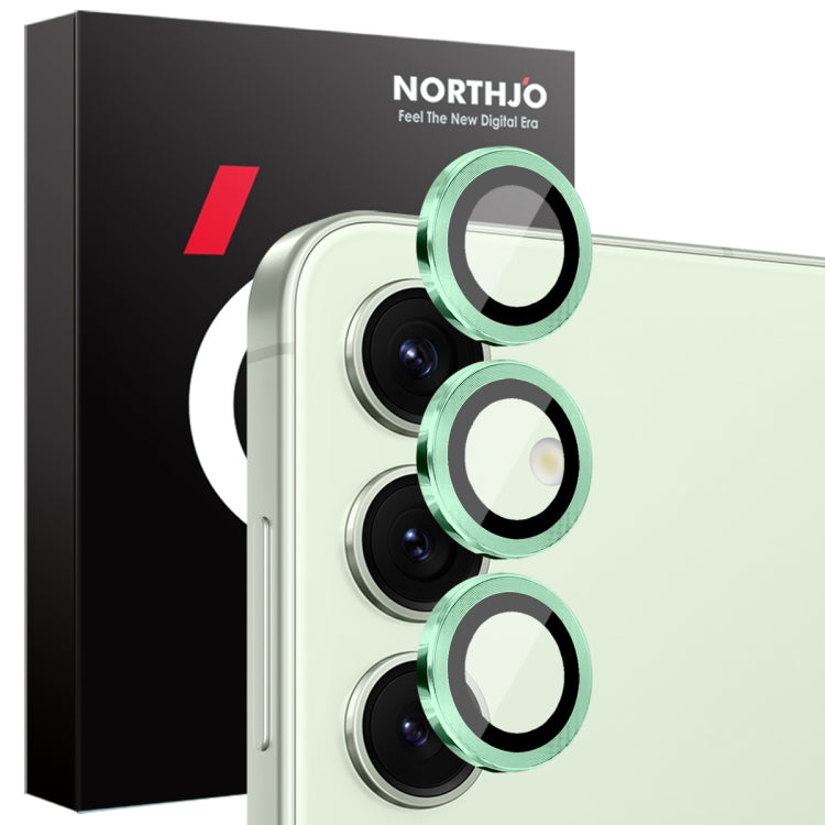 For Samsung Galaxy S25 5G NORTHJO Camera Lens Protector CD Metal Ring Tempered Glass Film(Green) - Galaxy S25 5G Tempered Glass by NORTHJO | Online Shopping UK | buy2fix