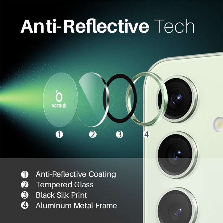 For Samsung Galaxy S25 5G NORTHJO Camera Lens Protector CD Metal Ring Tempered Glass Film(Green) - Galaxy S25 5G Tempered Glass by NORTHJO | Online Shopping UK | buy2fix