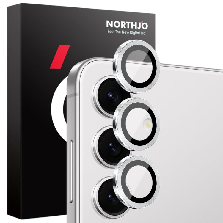 For Samsung Galaxy S25 5G NORTHJO Camera Lens Protector CD Metal Ring Tempered Glass Film(Silver) - Galaxy S25 5G Tempered Glass by NORTHJO | Online Shopping UK | buy2fix