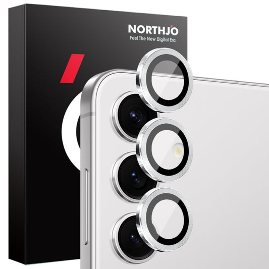 For Samsung Galaxy S25 5G NORTHJO Camera Lens Protector CD Metal Ring Tempered Glass Film(Silver) - Galaxy S25 5G Tempered Glass by NORTHJO | Online Shopping UK | buy2fix